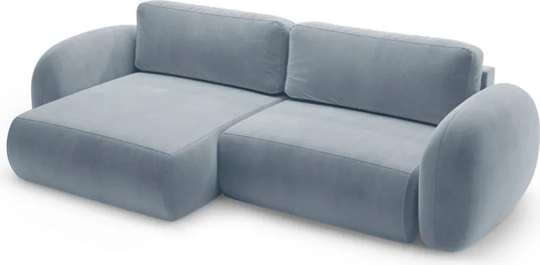 Сиво-син кадифен сгъваем/с място за съхранение ъглов диван Tonale – Cosmopolitan Design