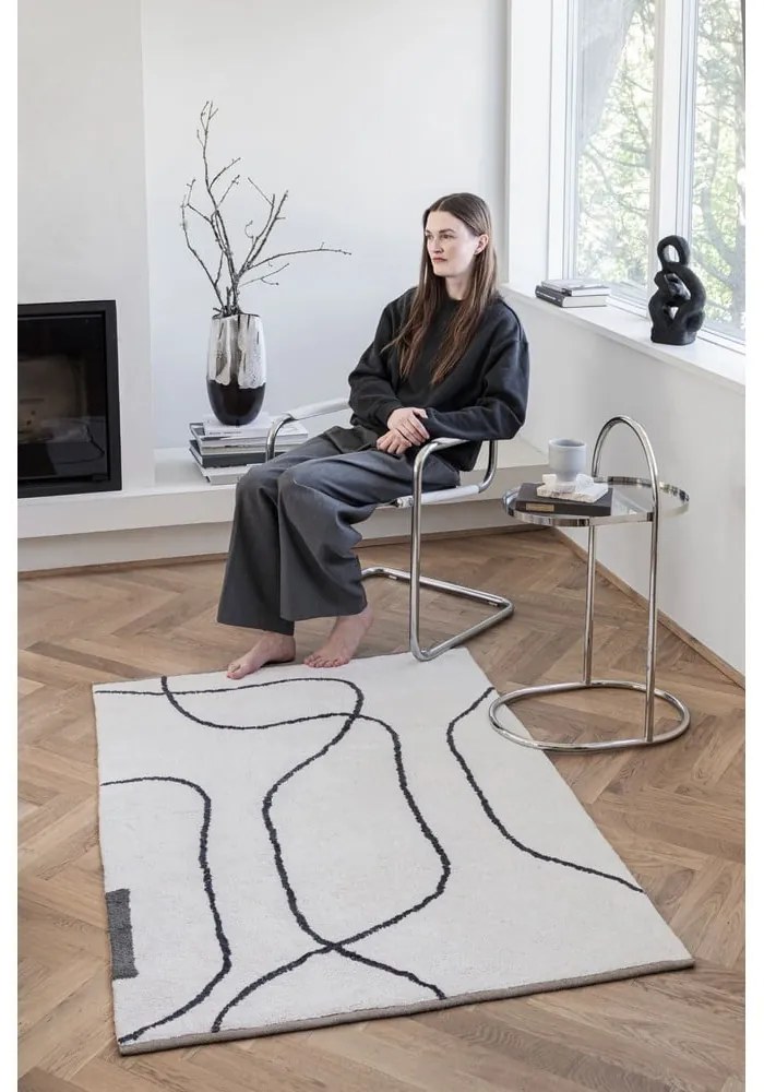 Памучен килим подходящ за пране в цвят слонова кост 100x140 cm Shadow – Mette Ditmer Denmark