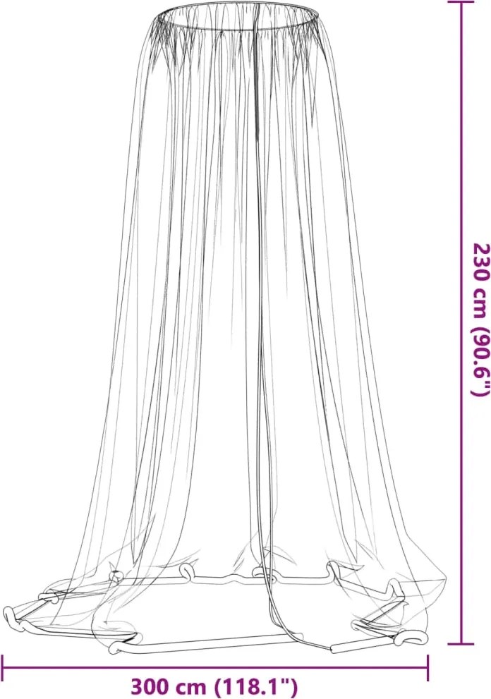 Мрежа против комари за чадър 220 mesh черен Φ300x230 см