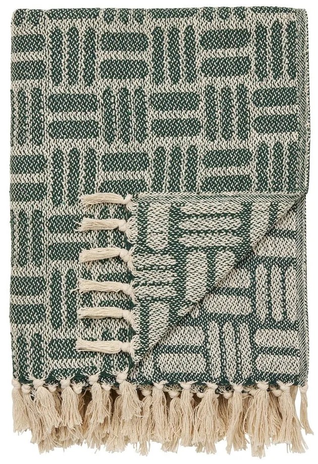 Зелено одеяло от рециклиран памук 130x180 cm Adana – House Nordic