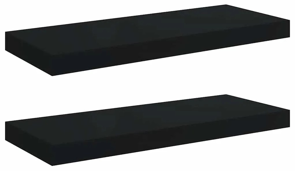 323833 vidaXL Окачени стенни рафтове, 2 бр, черни, 60x23,5x3,8 см, МДФ