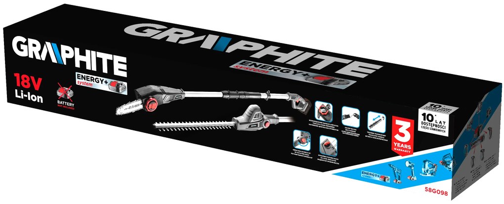 Акумулаторен 18 V акумулаторен тример за клони и жив плет 2 в 1 Energy+, без включена батерия 58G098