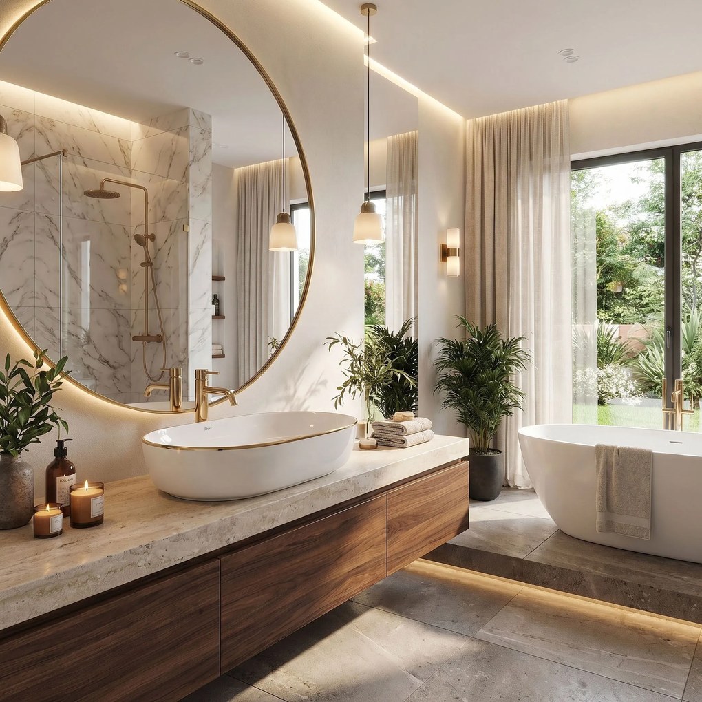 Умивалник за плот Rea CLEO White Gold Edge