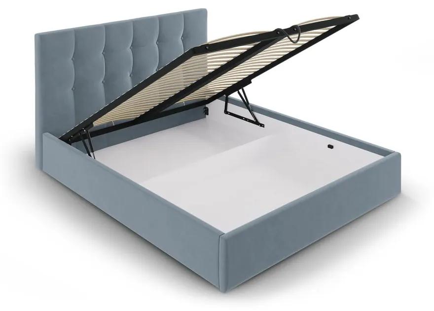 Светлосиньо кадифено двойно легло , 180 x 200 cm Nerin - Mazzini Beds
