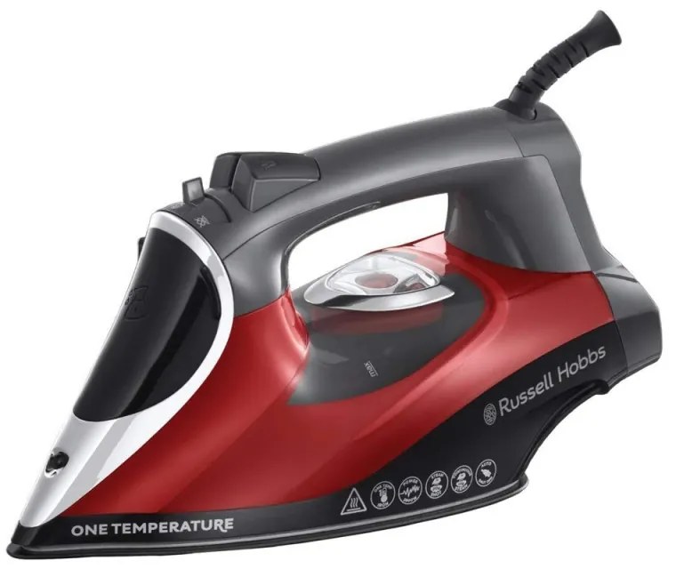 Ютия Russell Hobbs One Temperature 25090-56, 2600 W, Керамична плоча, Една оптимална температура, Самопочистване, 0.35 l, Червен/черен
