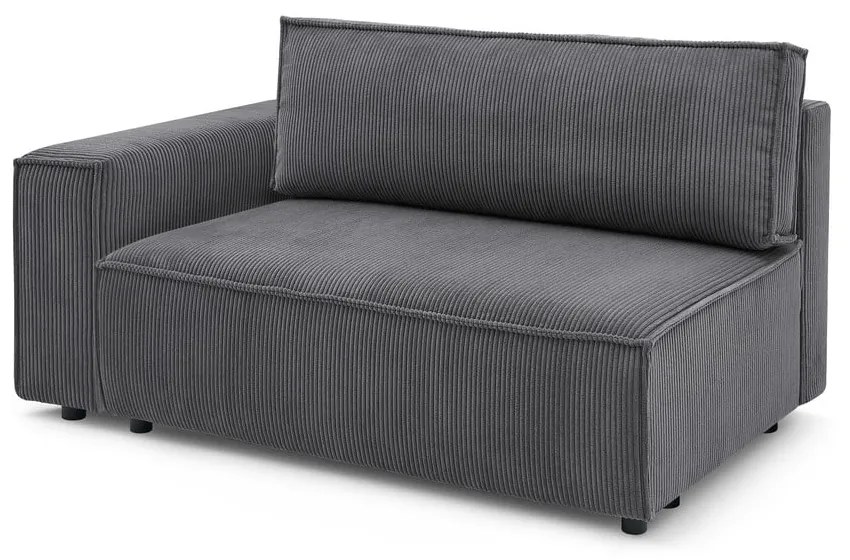 Тъмносив модул за диван от велур, ляв ъгъл Nihad modular - Bobochic Paris