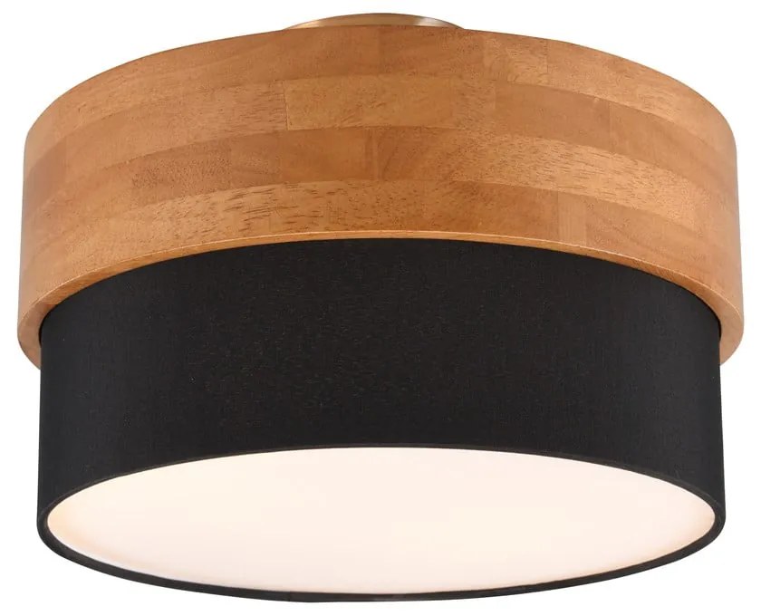 Черно и естествено осветително тяло за таван с текстилен абажур Seasons – Trio