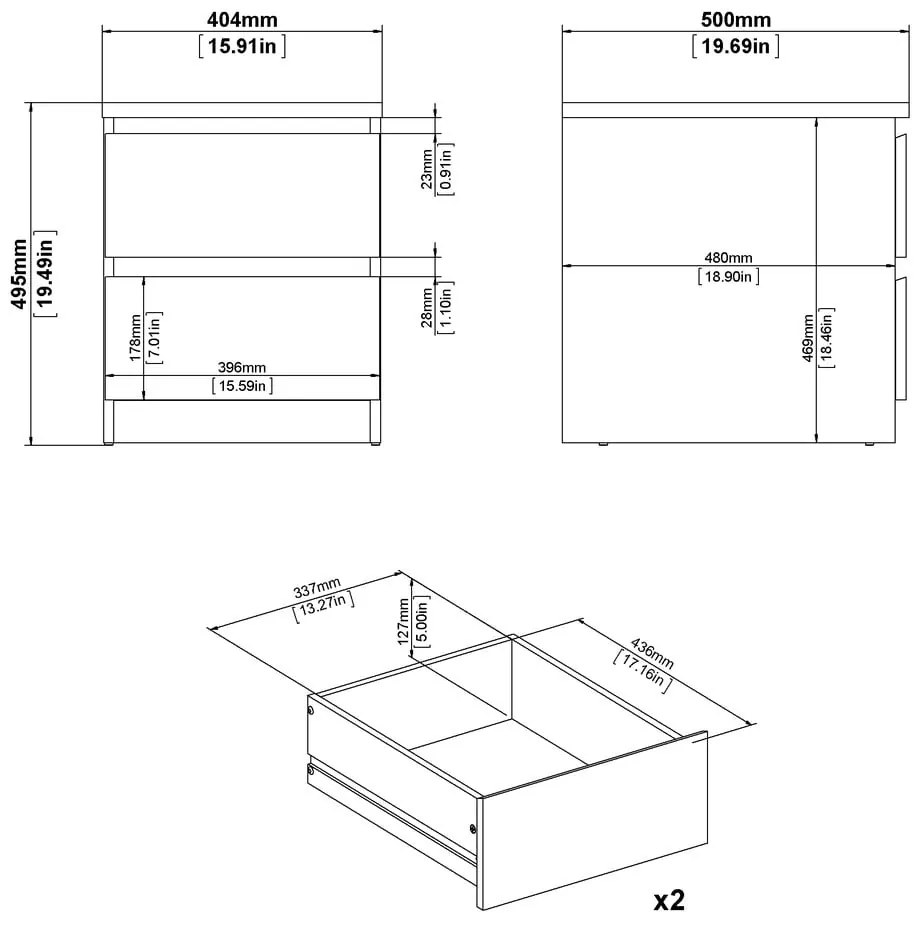 Черно нощно шкафче Naia - Tvilum