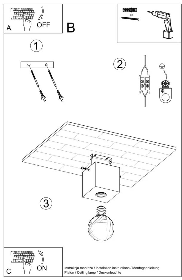 Осветително тяло за таван естествено 10x10 cm Gabi – Sollux