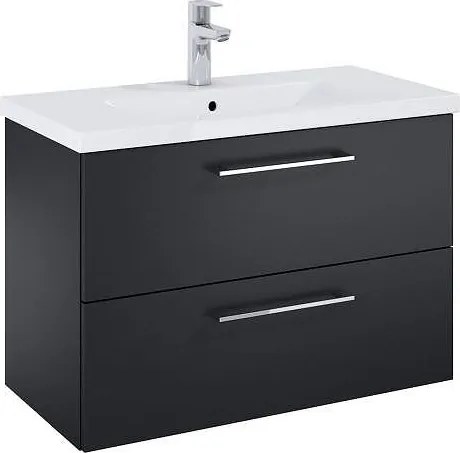 Шкаф Unik Roma Plus Compact, 815 x 395 с 2 чекмеджета и умивалник, черен мат