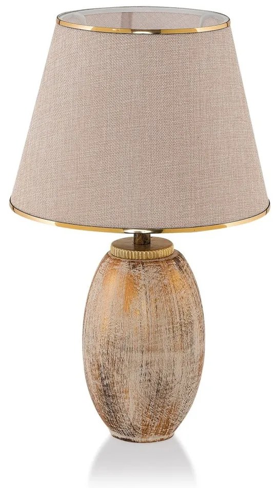 Настолна лампа с текстилен абажур в кремав и златист цвят (височина 50 cm) Yakamoz – Opviq lights