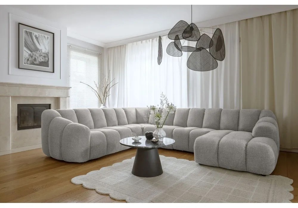 Светлосив ъглов диван (ляв ъгъл/U форма) Shell – Miuform