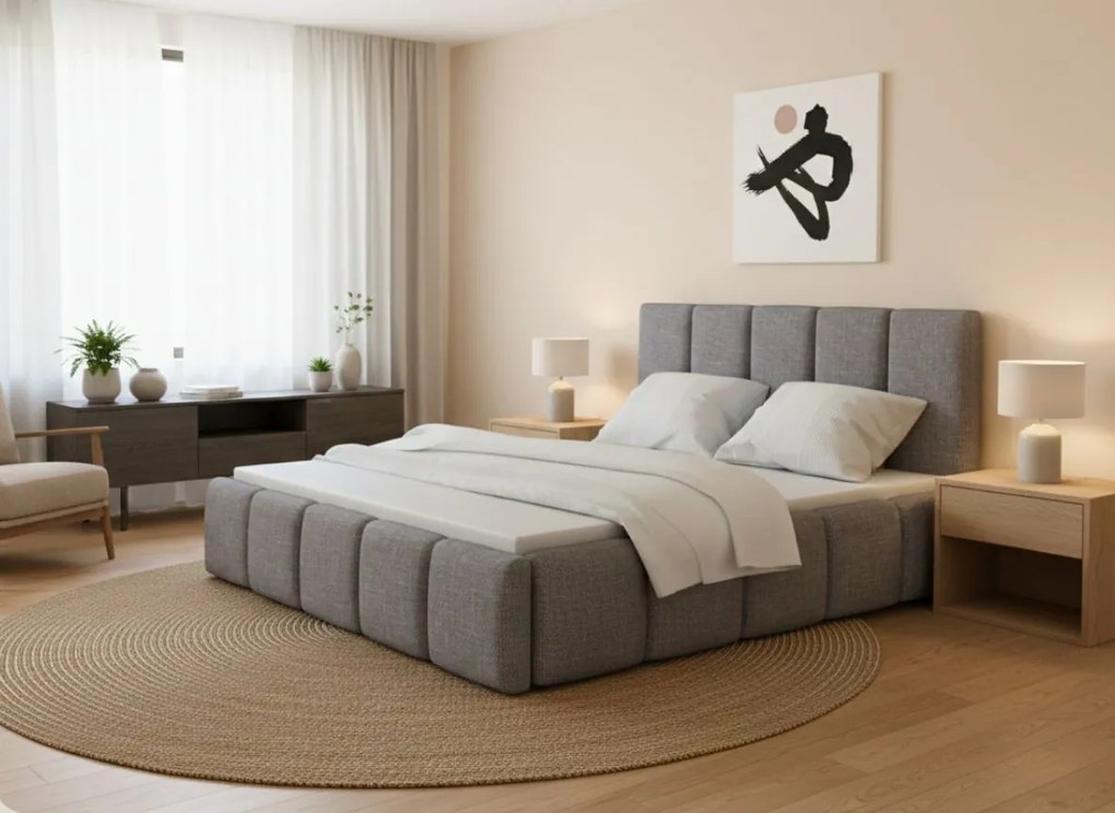 Легло Edvi-180 x 200-Gkri Anoixto-Με μηχανισμό ανύψωσης