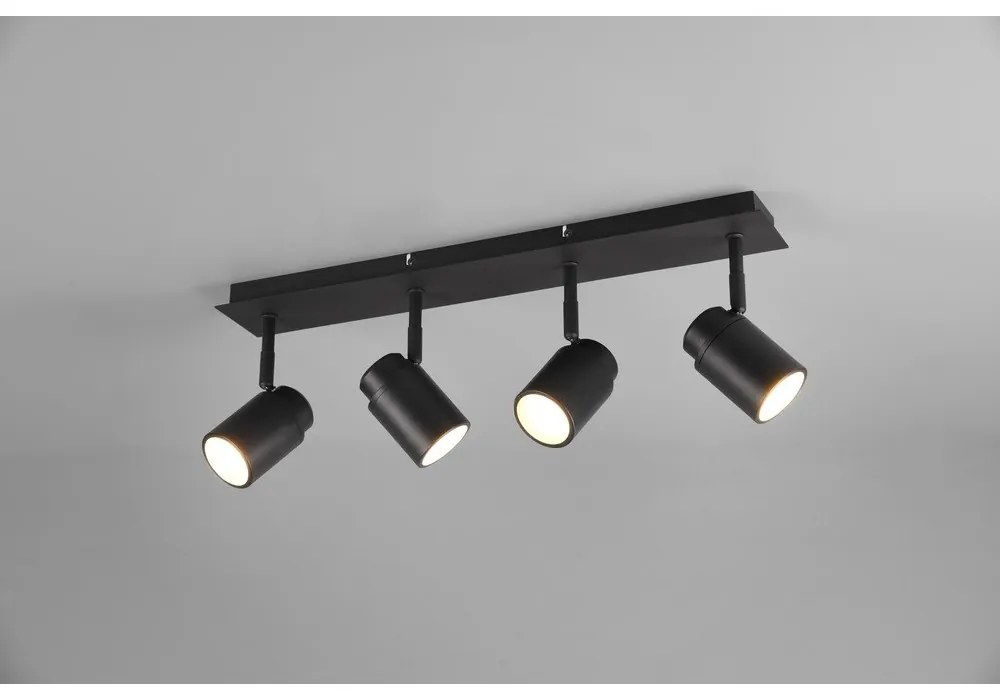 Матово черен метален прожектор 19x52 cm Angelo - Trio