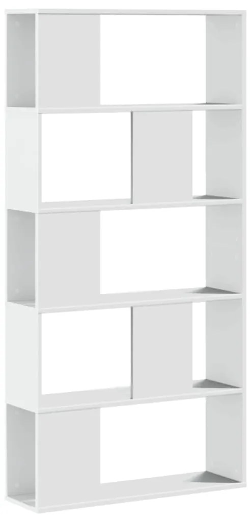 852771 vidaXL Библиотека 5 рафта бяла 80,5x23,5x162,5 см инженерно дърво
