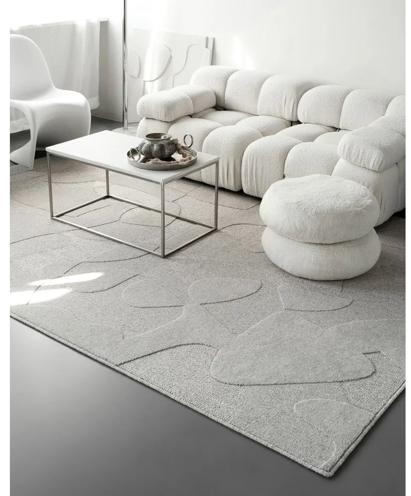 Светлосив вълнен килим 160x230 cm Morphic Botanica – Agnella