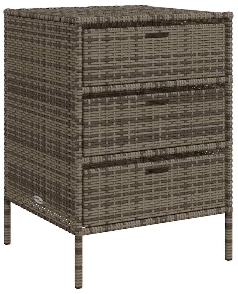 365553 vidaXL Градински шкаф за съхранение сив 55x59x80 см полиратан