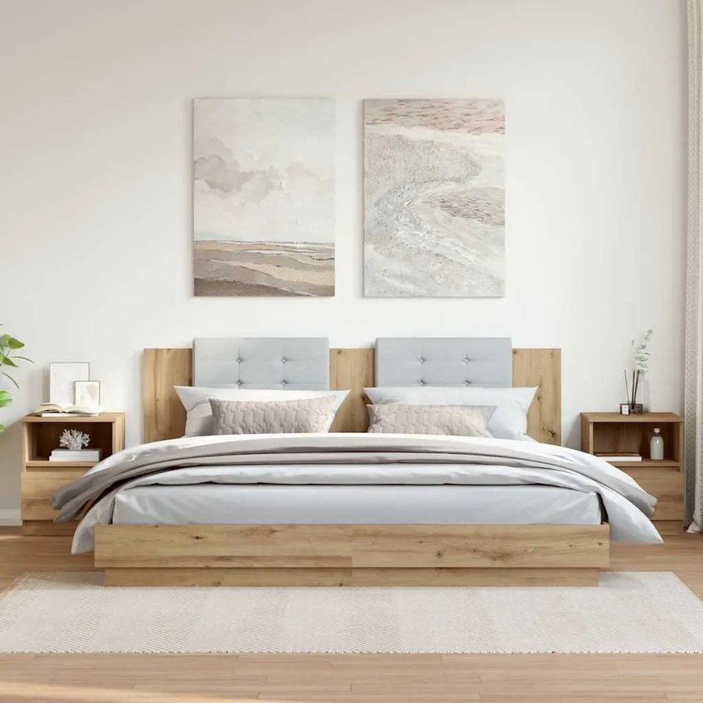 856501 vidaXL Нощни шкафчета, 2 бр, дъб артизан, 40x40x50 см, инженерно дърво