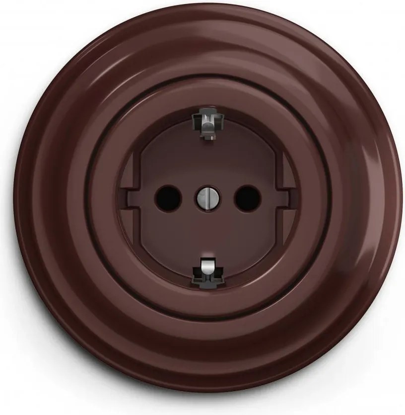 Kliklap - Ретро домашен контакт с рамка SCHUKO 230V/16A кафяв