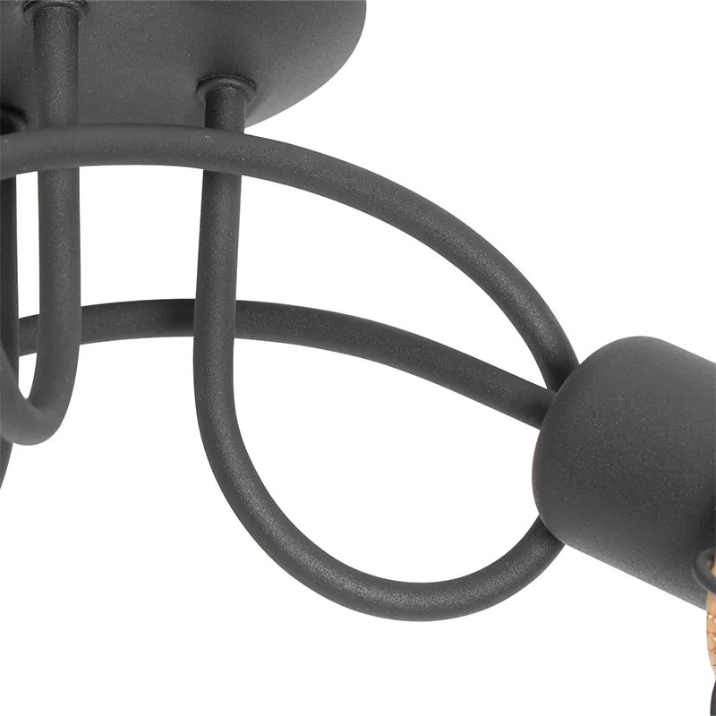 Дизайнерски таванна лампа черна със злато 3-светлина - Noud