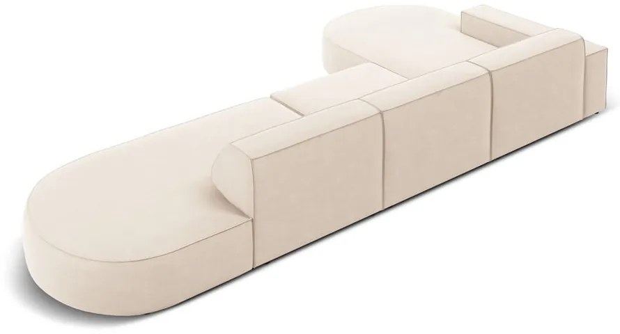 Ъглов диван от бежово кадифе (ляв ъгъл) Jodie - Micadoni Home