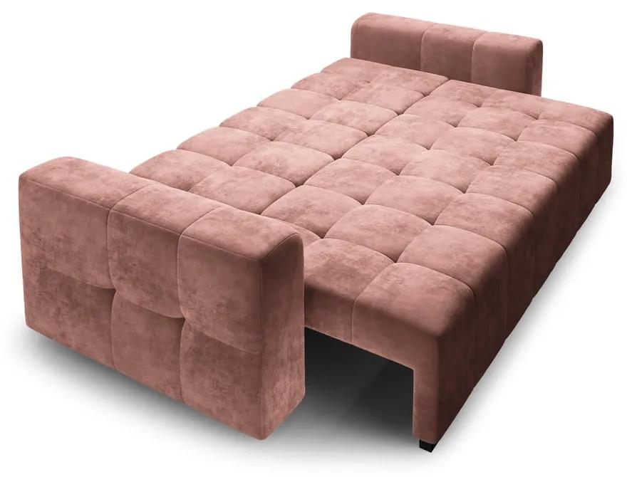 Розов кадифен разтегателен диван Luca - Milo Casa