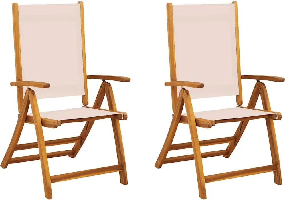 4008420 vidaXL Сгъваеми градински столове, 2 бр, акация масив и textilene
