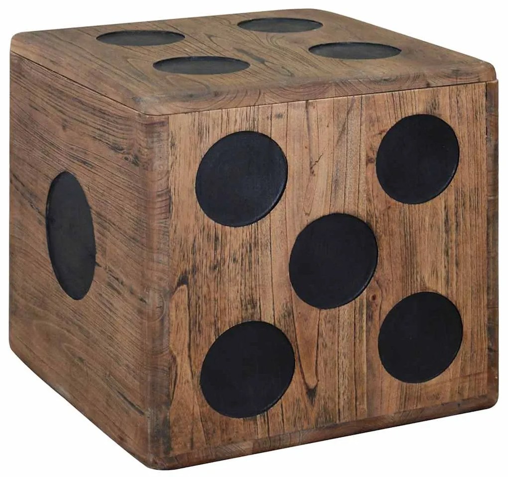 244559 vidaXL Кутия за съхранение, минди дърво, 40x40x40 см, дизайн на зар