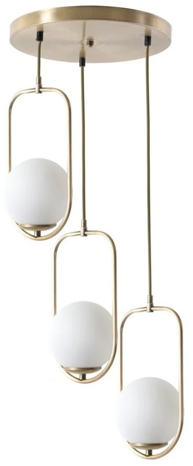 Бяло и златисто висящо осветително тяло със стъклен абажур ø 30 cm Ahu – Opviq lights