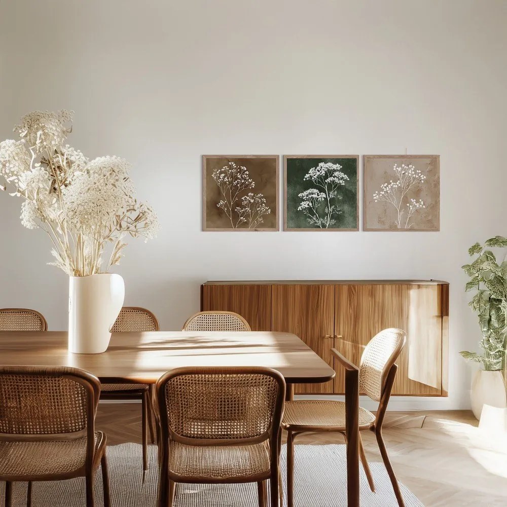 Картини в комплект 3 бр. 30x30 cm Floral Imprint – Styler