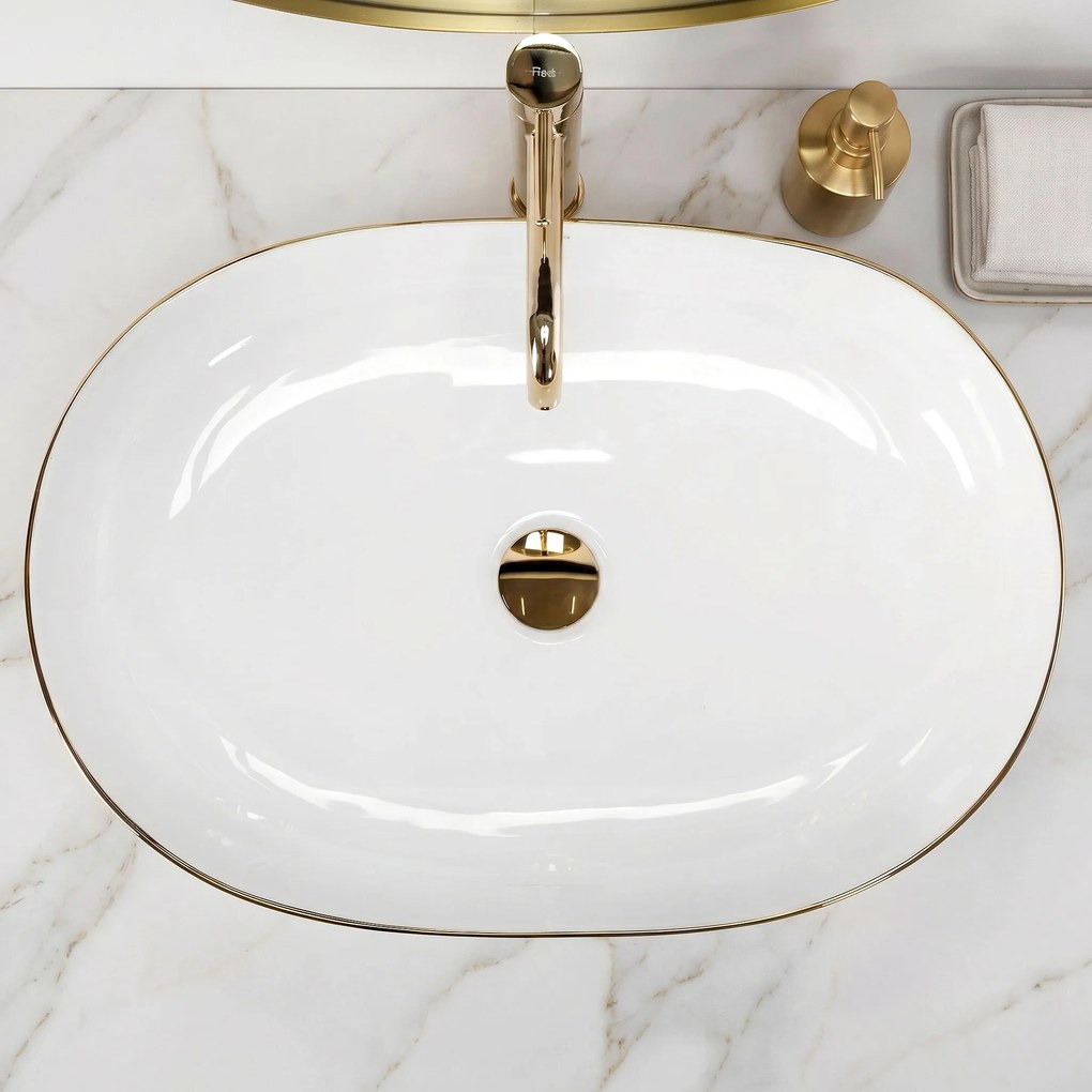 Умивалник за плот Rea CLEO White Gold Edge