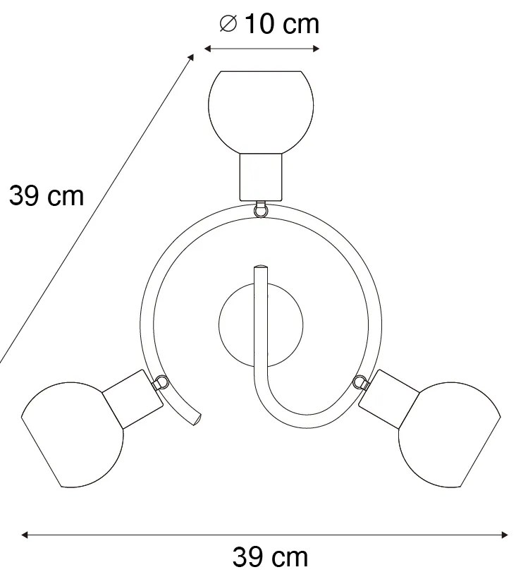 Интелигентен таванен прожектор черен с димно стъкло 3 светлини вкл. WiFi P45 - Vidro