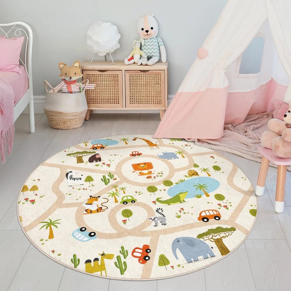 Детско килимче за игра подходящо за пране ø100 cm Savana Ride – Mila Home