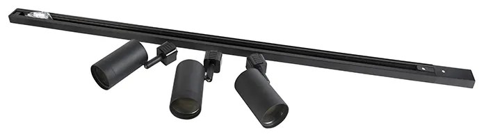 Модерна 1-фазна релсова система с 3 прожектори черна - Jeana