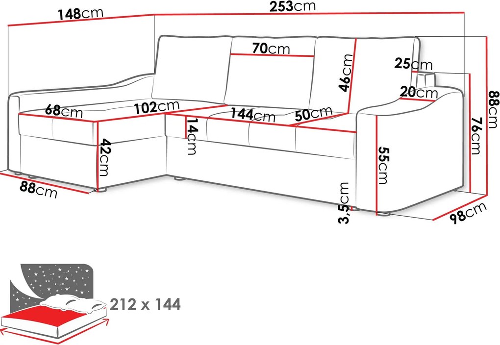 Ъглов диван Harbor-Светло бежово-ляв