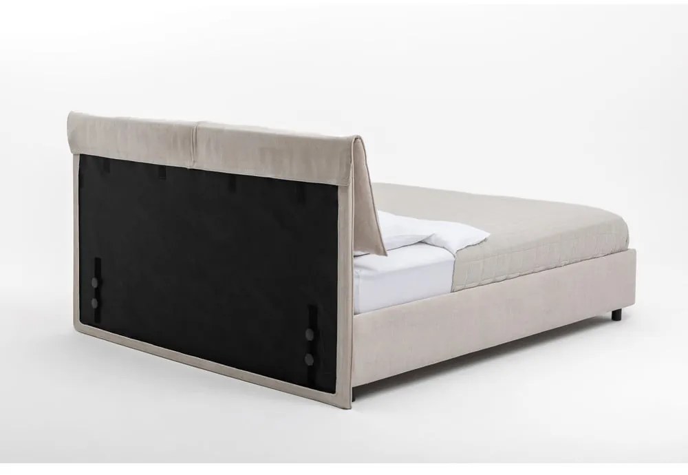 Бежово тапицирано двойно легло с място за съхранение и включена подматрачна рамка 180x200 cm Myra Pillow – Bonami Selection
