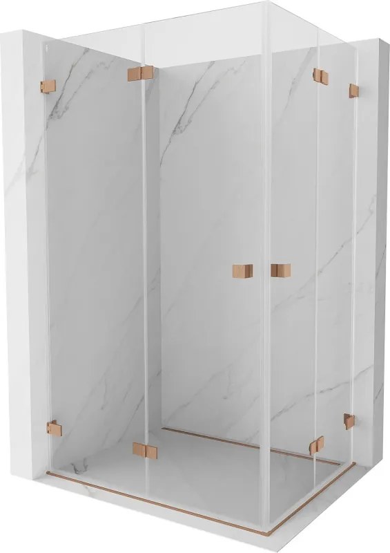 Mexen Lunar-F Duo сгъваема душ кабина 100 x 80 см, прозрачна, изчеткана мед - 836-100L-080P-65-00