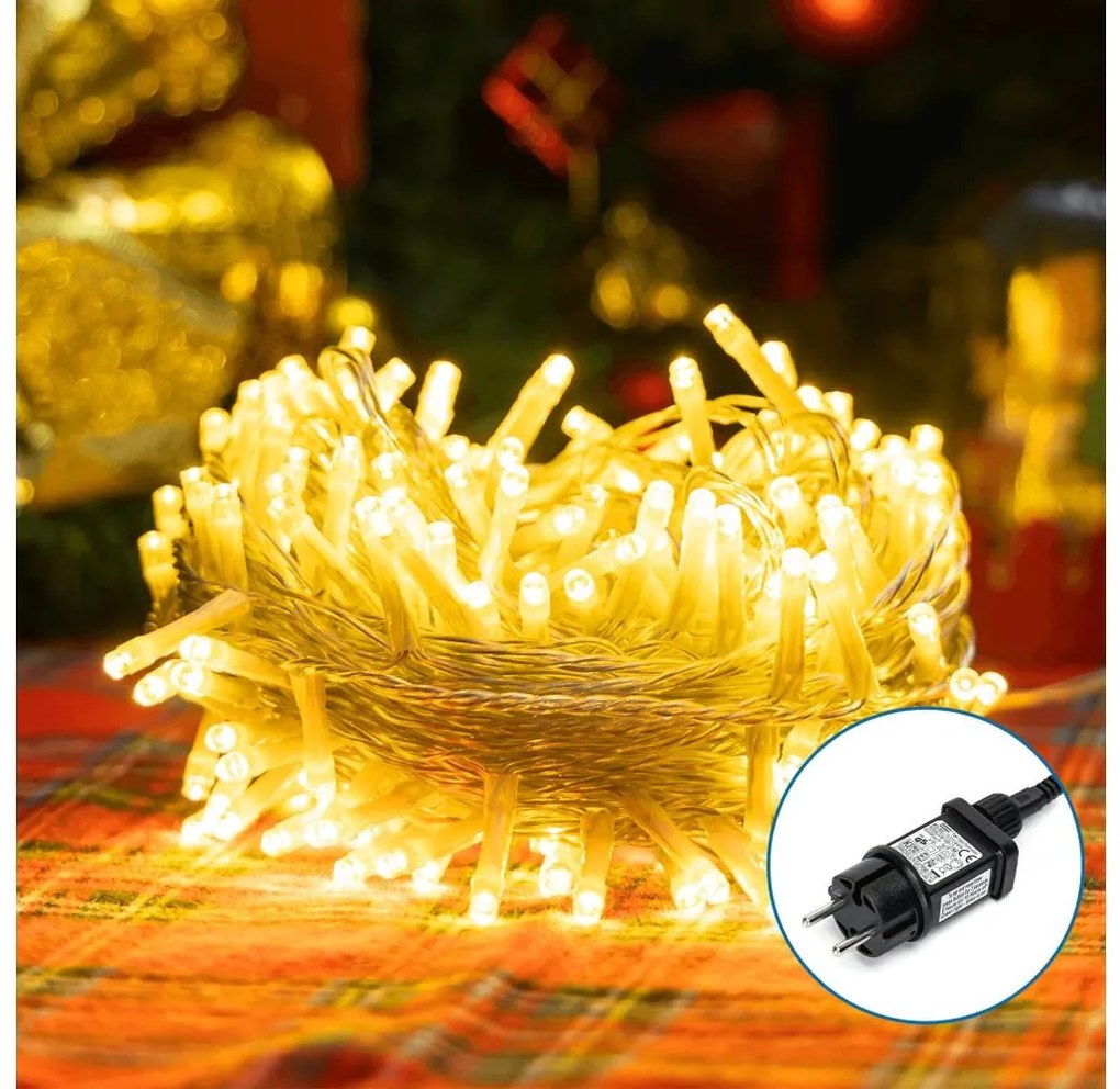 Aigostar - LED външна коледна верига 150xLED/8 функции 18m IP44 топла бяла