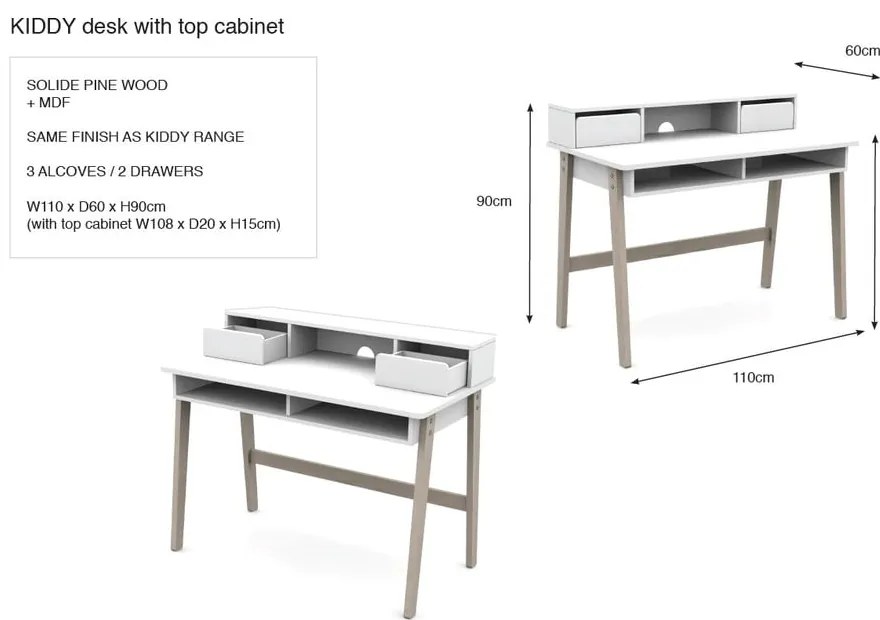 Бяло детско бюро Kiddy - Vipack