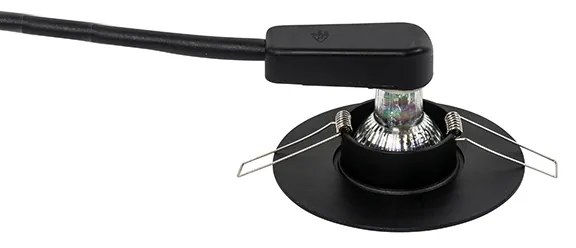 Модерен вграден прожектор черен GU10 50mm - Buco