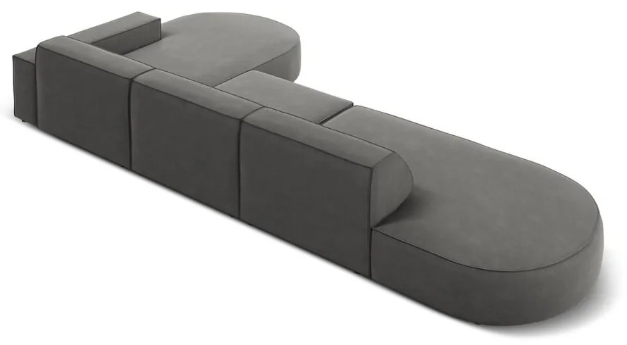 Ъглов диван от сиво кадифе (десен ъгъл) Jodie - Micadoni Home