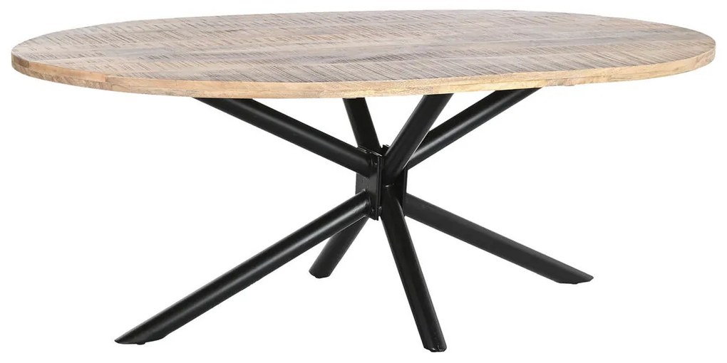 Трапезна маса DKD Home Decor Естествен Черен Метал Дърво манго 200 x 100 x 76 cm