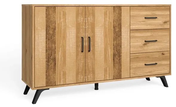 Нисък скрин с дъбов декор в естествен цвят 136x81 cm Nordic - Marckeric