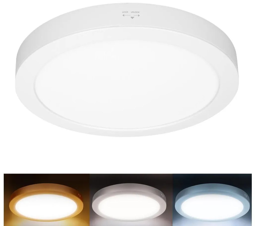 Solight WD244-W - LED панел 2 в 1 24W/230V 3000/4000/6000K Ø 30 см IP54 бял
