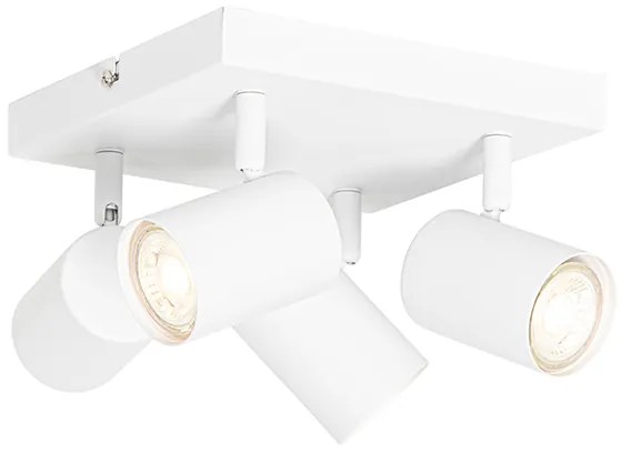 Модерна таванна лампа бяла 4-лампи регулируема квадратна - Jeana