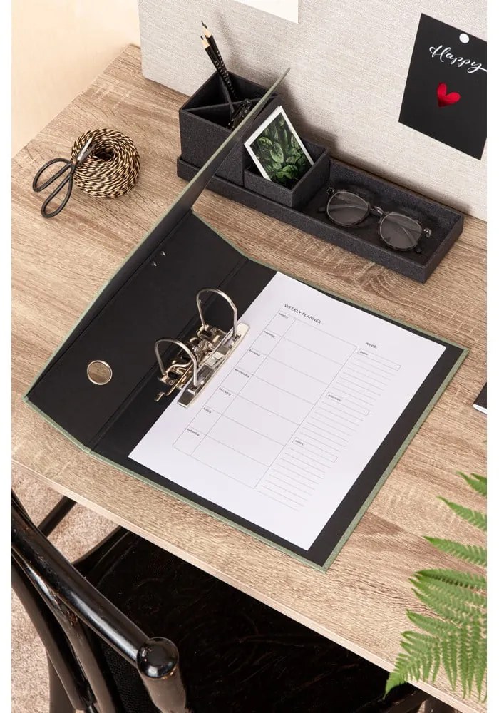 Зелен картонен органайзер за докумнети Archie Canvas Paper Laminate – Bigso