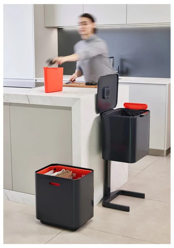 Графитно сив контейнер за сортирани отпадъци Totem Max, 60 л - Joseph Joseph