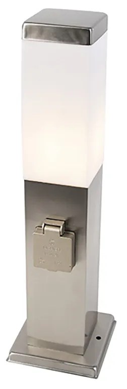 Външна лампа стомана с гнездо IP44 - Malios с пирон за заземяване и кабелен втулка