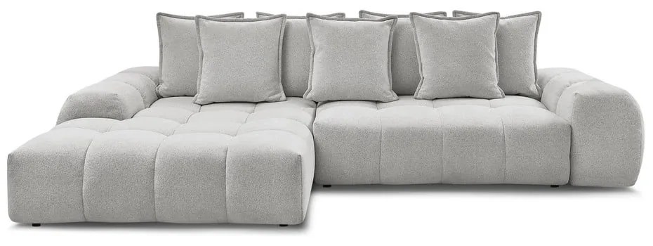 Светлосив шенилов сгъваем/с място за съхранение ъглов диван (ляв ъгъл) Everest – Bobochic Paris