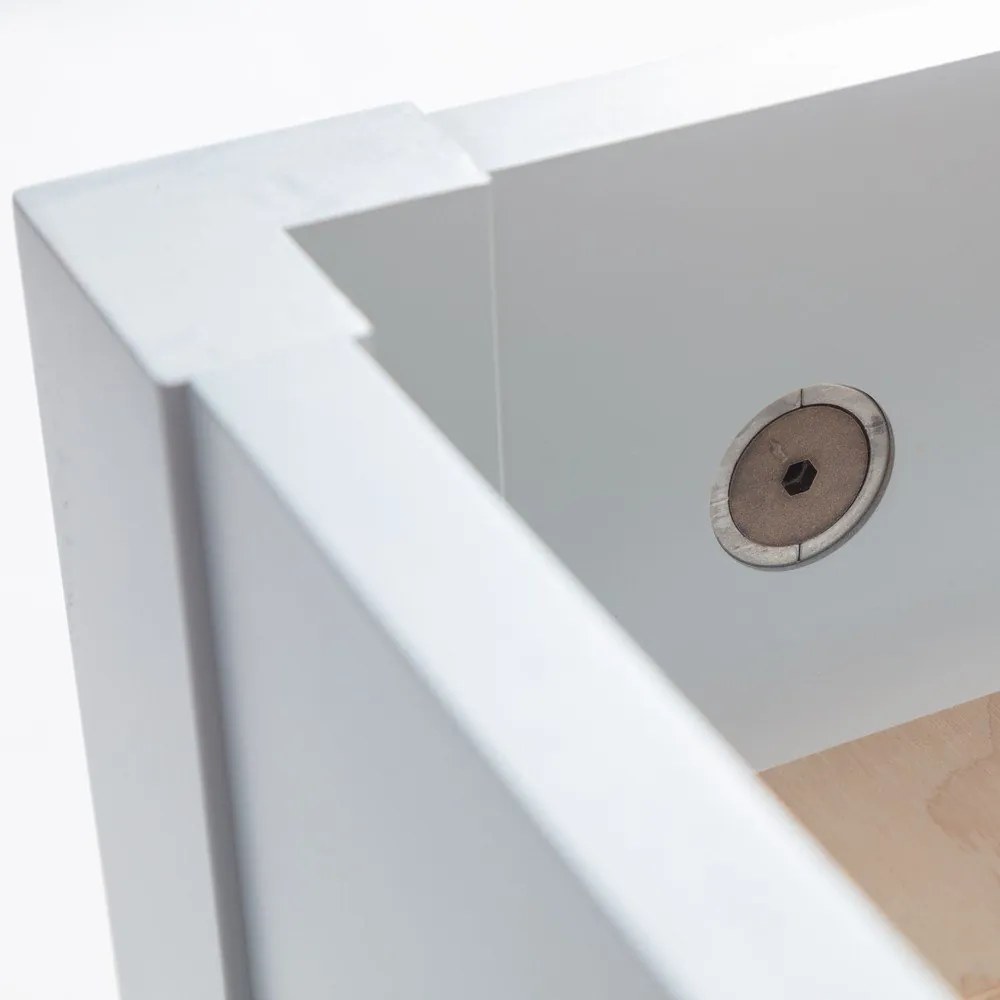 Светлосиво двойно легло от букова дървесина с решетка 160x200 cm Dabi - Ragaba